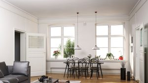 Stylish new windows in a dining area